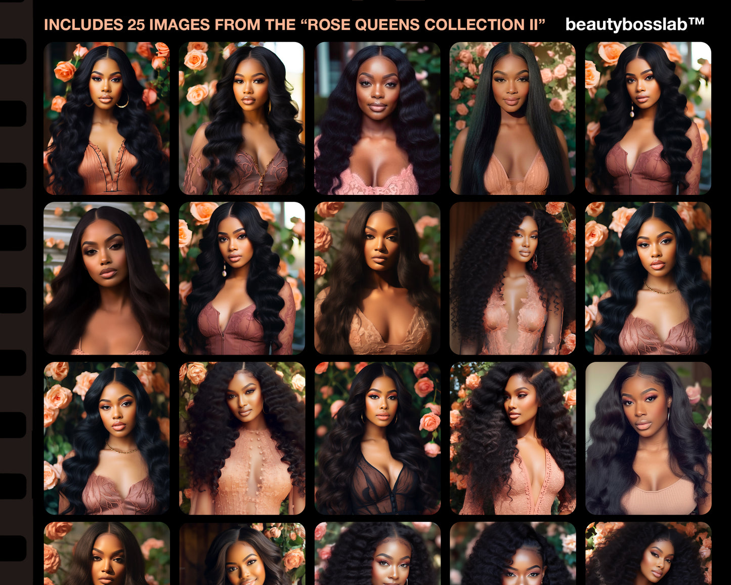 Rose Beauties Mega Collection Hair Stock Photo Bundle